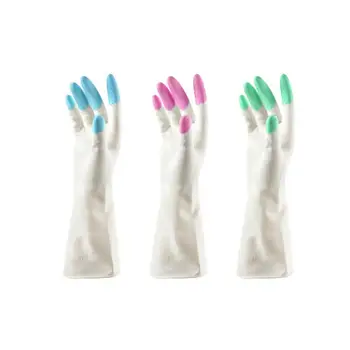 

3 Pair Kitchen Latex Rubber Cleaning Gloves Reusable Household Anti-skid Waterproof Oilproof Dishwashing Gloves