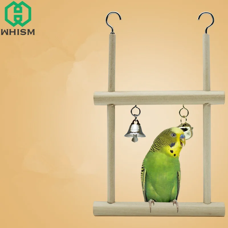 WHISM Wood Parrot Toys Birds Swing Exercise Climbing Hanging Ladder