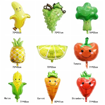 

wholesale 50pcs fruit foil balloon banana Grape tomatoes corn pineapple lemon helium balloon for reseller