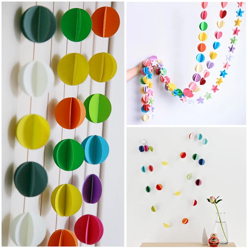 2pcs 3d Colorful Paper Small Circle Garland For Home Decoration Paper Decor Marriage Room Kid Room Child Room Diy Garland Paper Garland Decorationgarland Kids Aliexpress