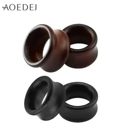 Black Wood Ear Gauges - Elegant Wooden Plugs for Stretching and Piercing (Brown)