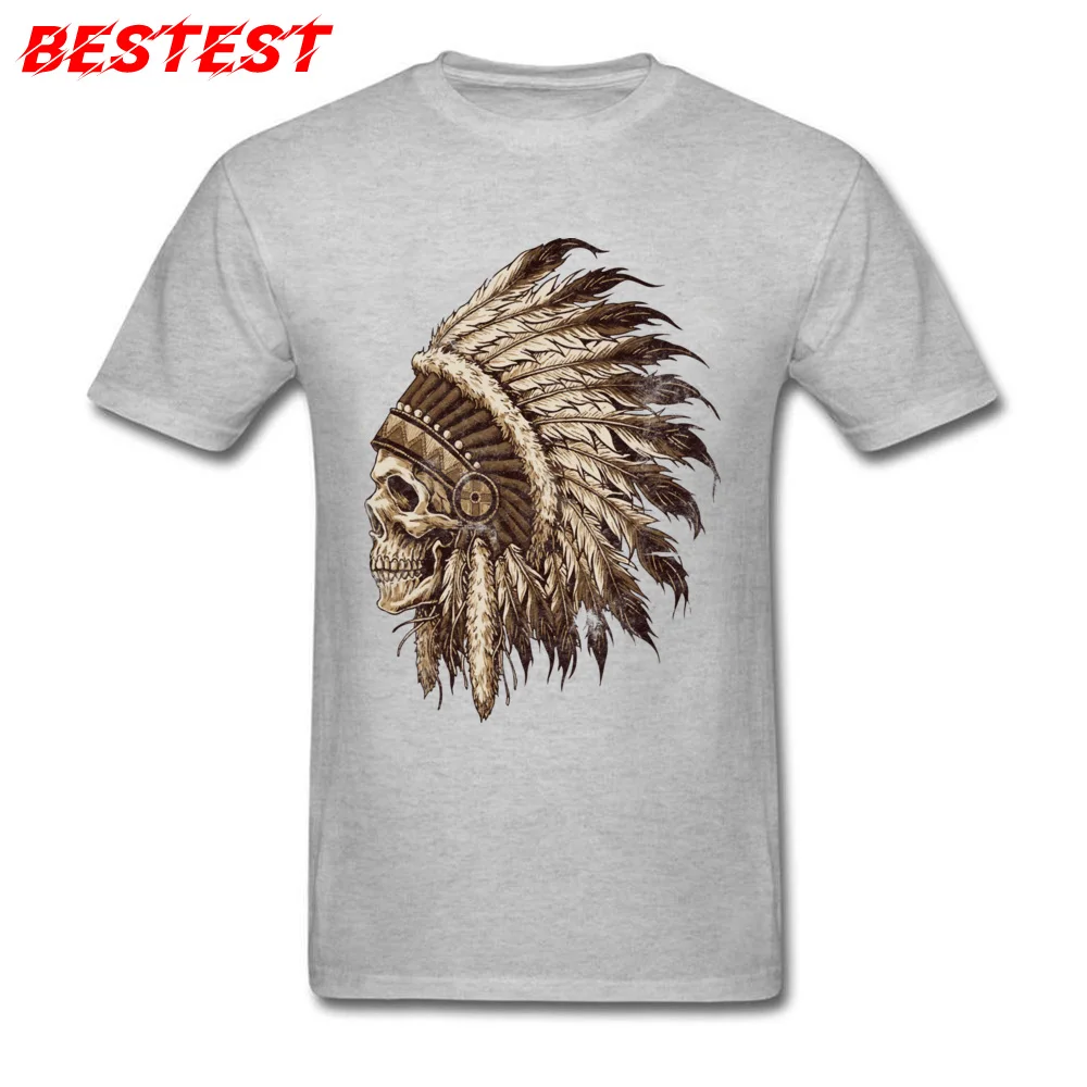 Brand Man Top T-shirts O-Neck Short Sleeve Pure Cotton Indian Skull Sephia Tees cosie T-shirts Drop Shipping Indian Skull Sephia grey