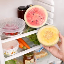 6 шт. силиконовая свежая крышка Repeatable Пищевая силиконовая эластичный чехол пищевая постельное белье чаша фруктовая чашка кухонный инструмент