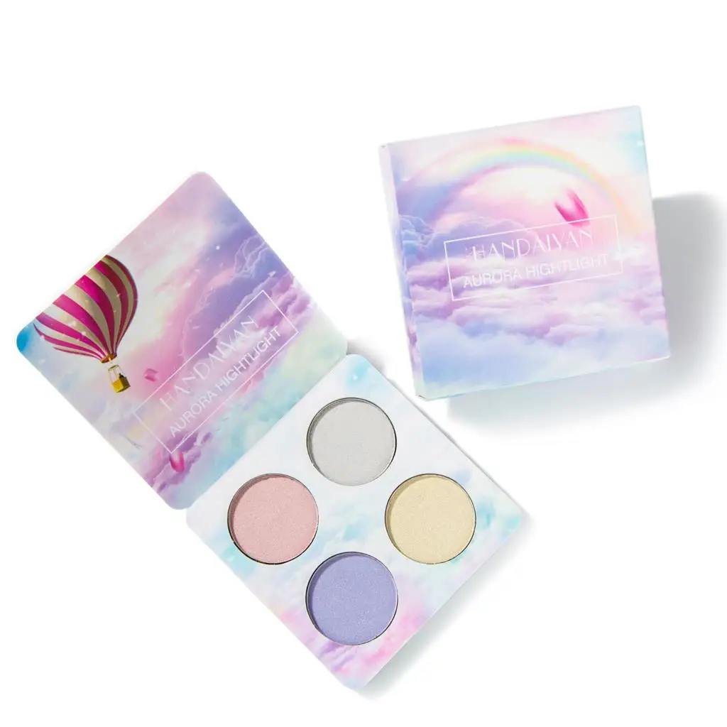 

HANDAIYAN 4 Color Highlighter Eyeshadow Palette Chameleon High-gloss Powder Repairing Eye shadow Disc Polarized Repair Capacity