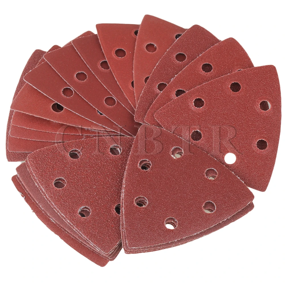 CNBTR 80mm Dia Triangular Sandpaper Sheet with 60/80/120/180/240Grit Pack of 100 CNBTR 80mm Dia Triangular Sandpaper Sheet with 60/80/120/180/240Grit Pack of 100