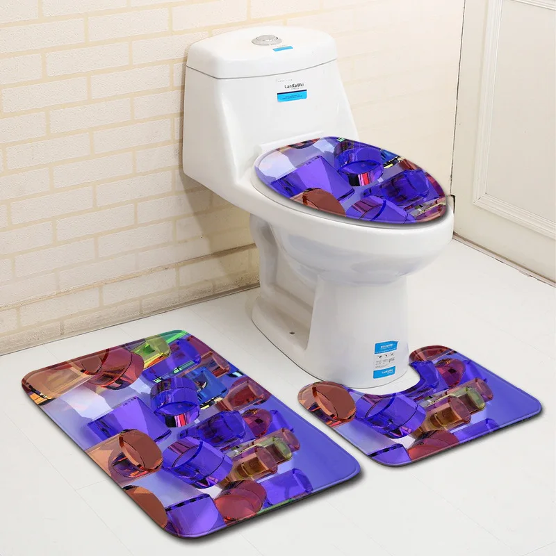 Günstige Zeegle Geometrische Bad Matten Bad Teppich Set Anti slip Wc Matten Dusche Zimmer Teppich Wc Deckel Abdeckung Bad Teppiche