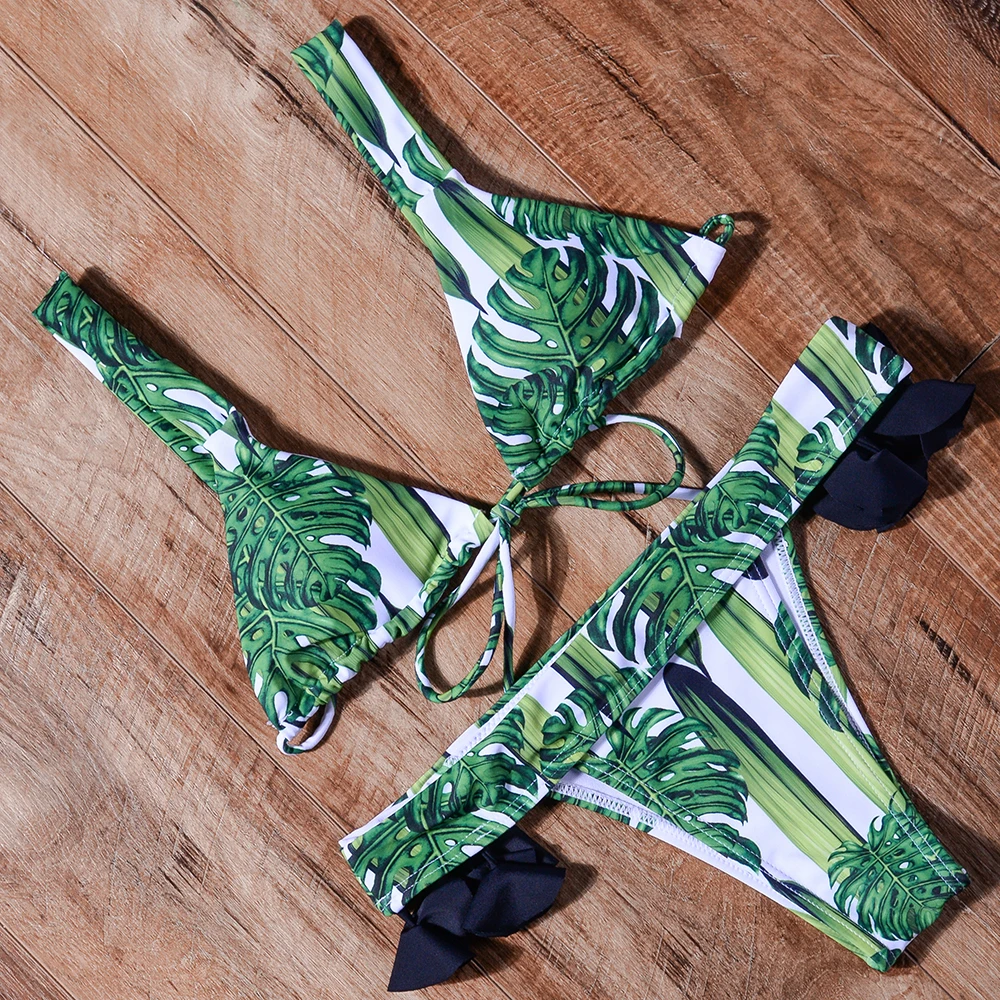 

new sexy ruffle bikini push up swimwear beach wear floral printed brazilian womens two piece swimsuit 2018 maillot de bain femme