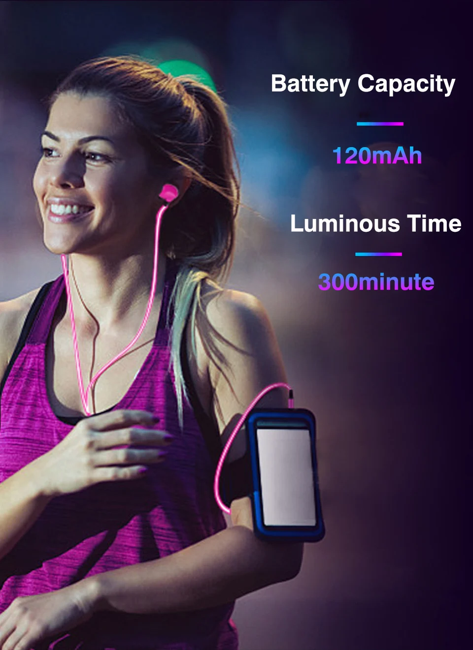 3.5mm In-ear Earphone Headphone Luminous Stereo Earphones With Microphone For Mobile Phone EL Night Light Glowing Headset Sport (8)