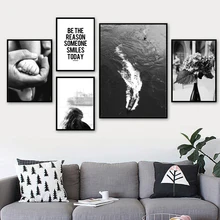 Sea Black White Photo Quotes Wall Art Canvas Painting Nordic Posters And Prints Scandinavian Wall Pictures For Living Room Decor