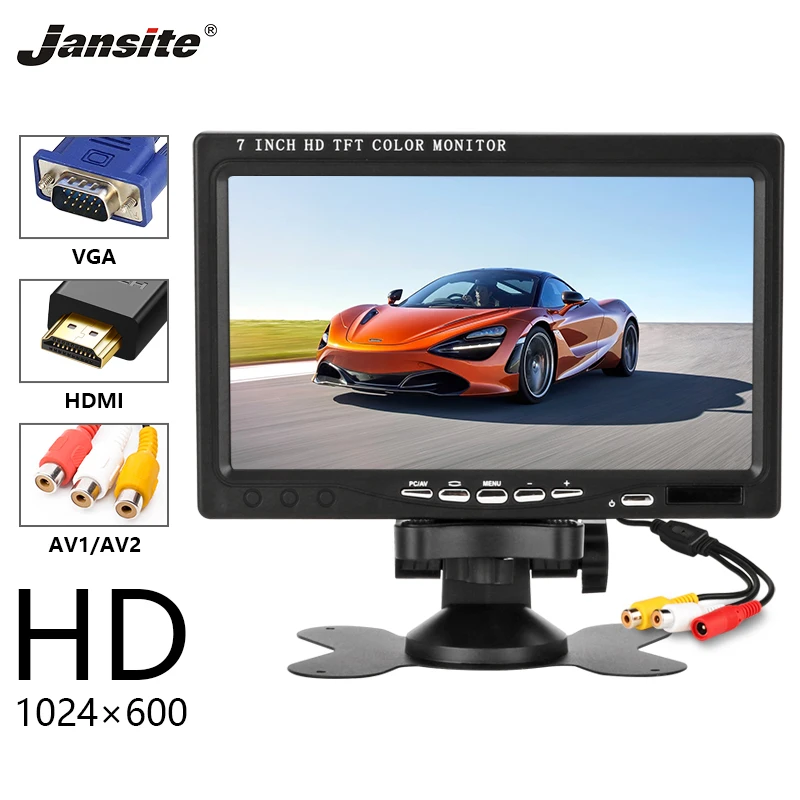 

Jansite 7" HD Car Monitor IPS Display Cameras can be computer monitor Reverse Camera Parking System for Car Rear view monitors