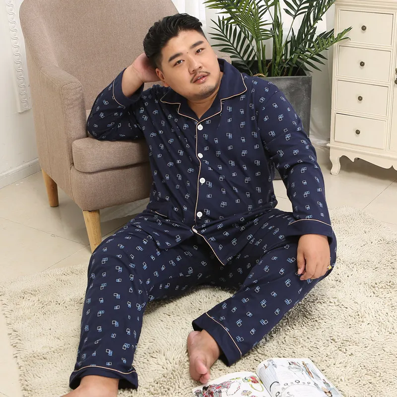Пижамные комплекты размера плюс 5XL из хлопка, Мужская простая Пижама клетчатая, Мужская пижама, повседневная домашняя пижама, Мужская зимняя Пижама - Цвет: PlusA-5