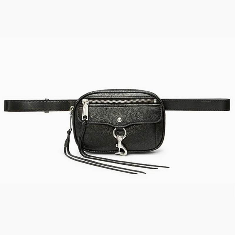 Женская поясная сумка с кисточками на талии, кожанная женская сумка, банан, поясная сумка, удобная сумка на цепочке, кошелек для девочек, водонепроницаемые сумки через плечо - Цвет: Black Waist Bag