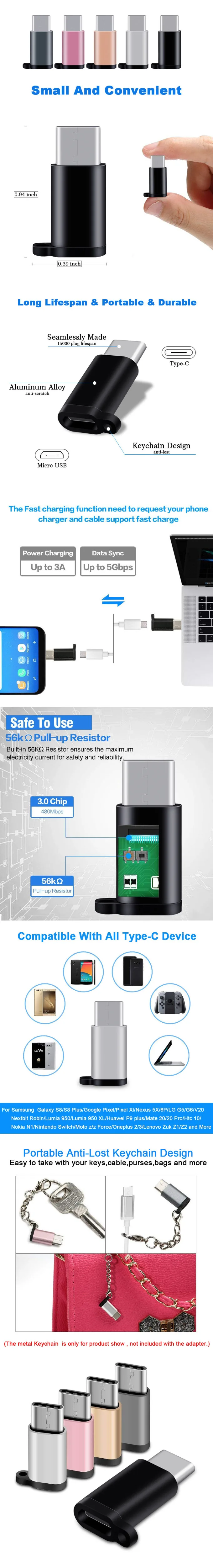 Адаптер Ascromy Micro usb-type C для Xiaomi huawei mate 20 X Pro P20 Lite samsung S9 Plus usb type C Adaptador Cable charger