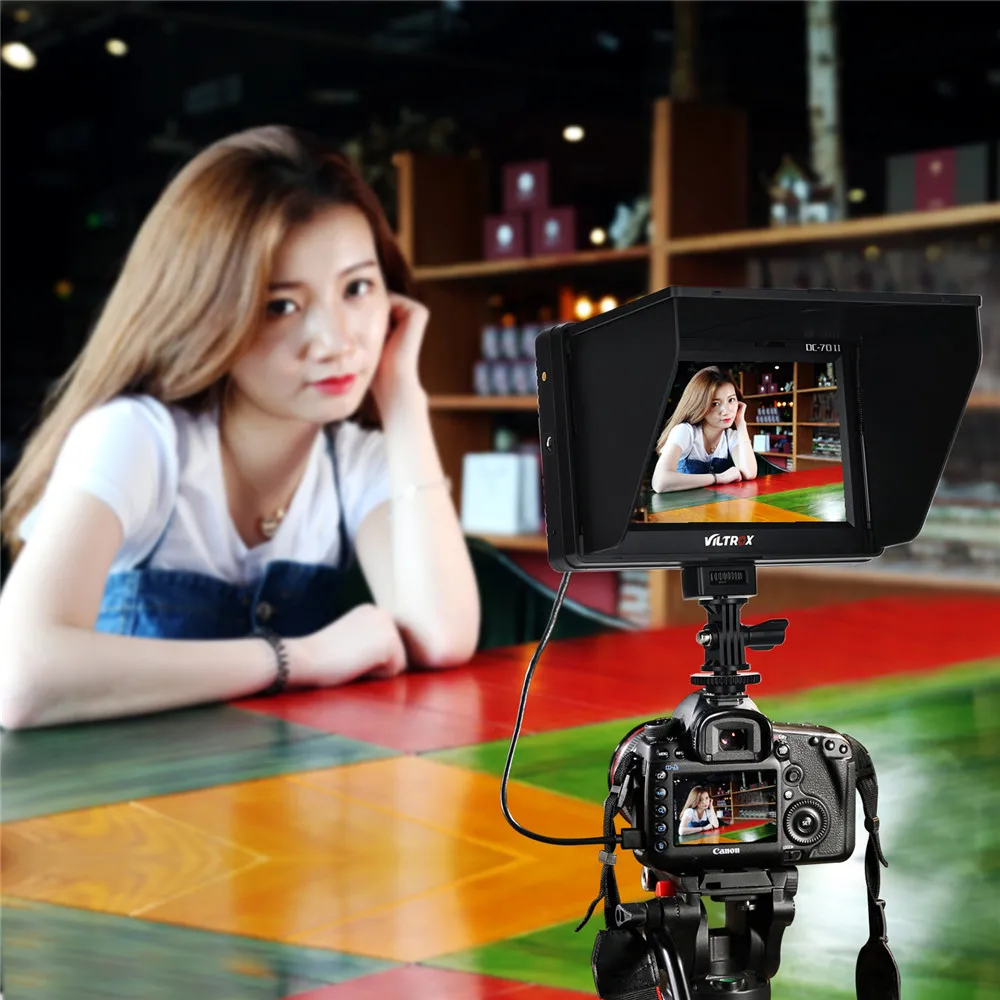  Viltrox 7'' DC-70II Clip-on HD LCD HDMI AV Input 4K Camera Video Monitor Display+Battery+Charger fo