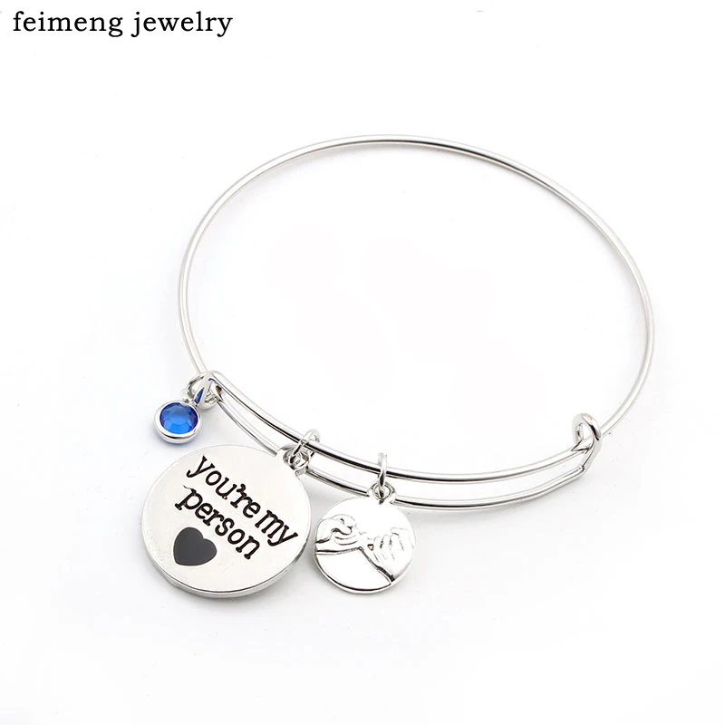 Модные Для женщин pinky promise You Are My person Регулируемый Женский синий кристалл кулон, браслет серый Анатомия 20 штук