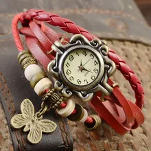 2019Women Casual Vintage Multilayer Butterfly Faux Leather Bracelet Ladies Wrist Watch Dropshipping Handmade Braided Dreamcatche stylish faux leather braided bracelet