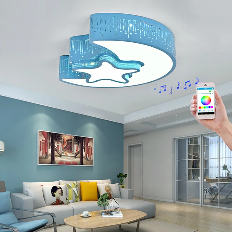Современные потолочный светильник с дистанционным Управление и Bluetooth Динамик для детской комнаты светло