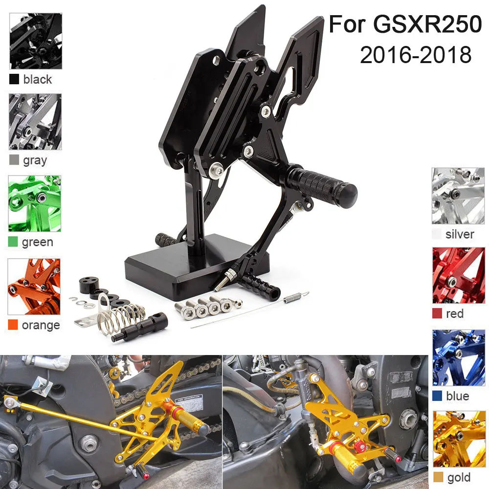 

CNC Aluminum Adjustable Rearsets Foot Pegs For Suzuki GSX250R GSX-R250 GSXR250 2016 2017 2018