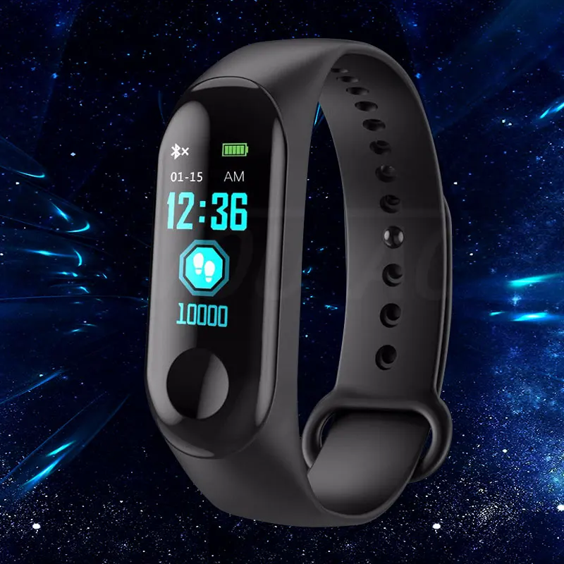 

M3 Smart Bracelet Blood Pressure & Heart Rate Monitor Touch Screen Smart Band Wristband Step Counter Bluetooth Sport Bracelet
