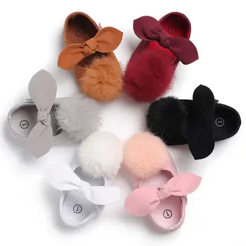 

Newborn Baby Girl Canvas Crib First Walker Bowknot Denim Shoes Soft Sole Pram Prewalker