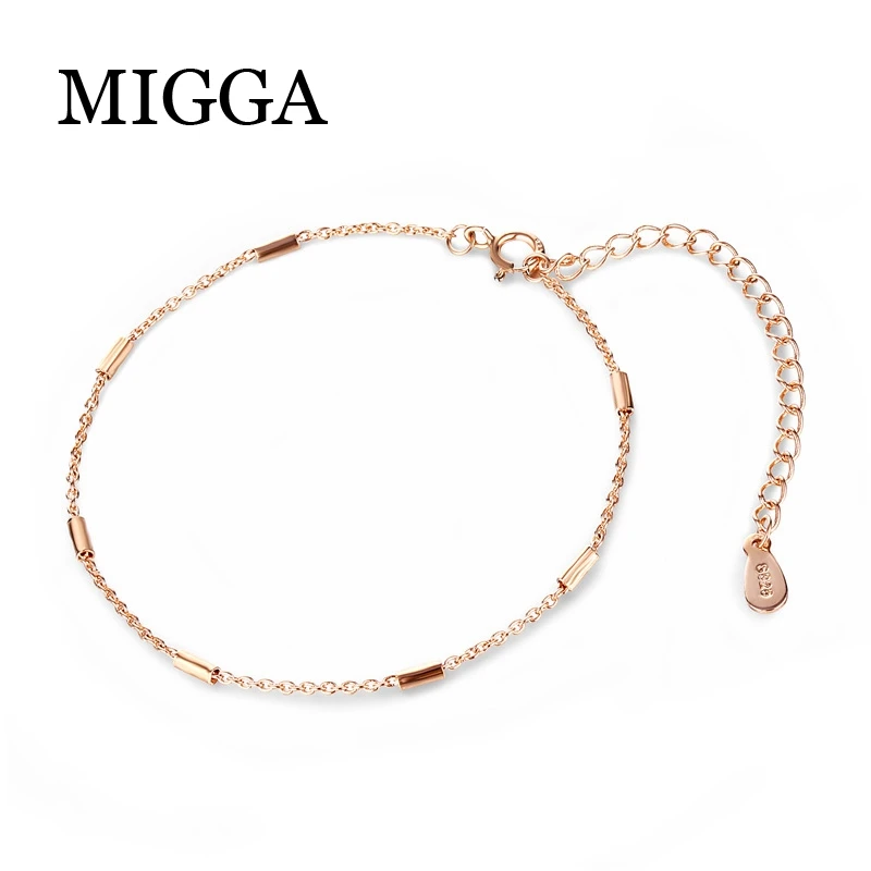 

MIGGA Rose Gold Color Simple Design Cylinder Chain Bracelet for Women