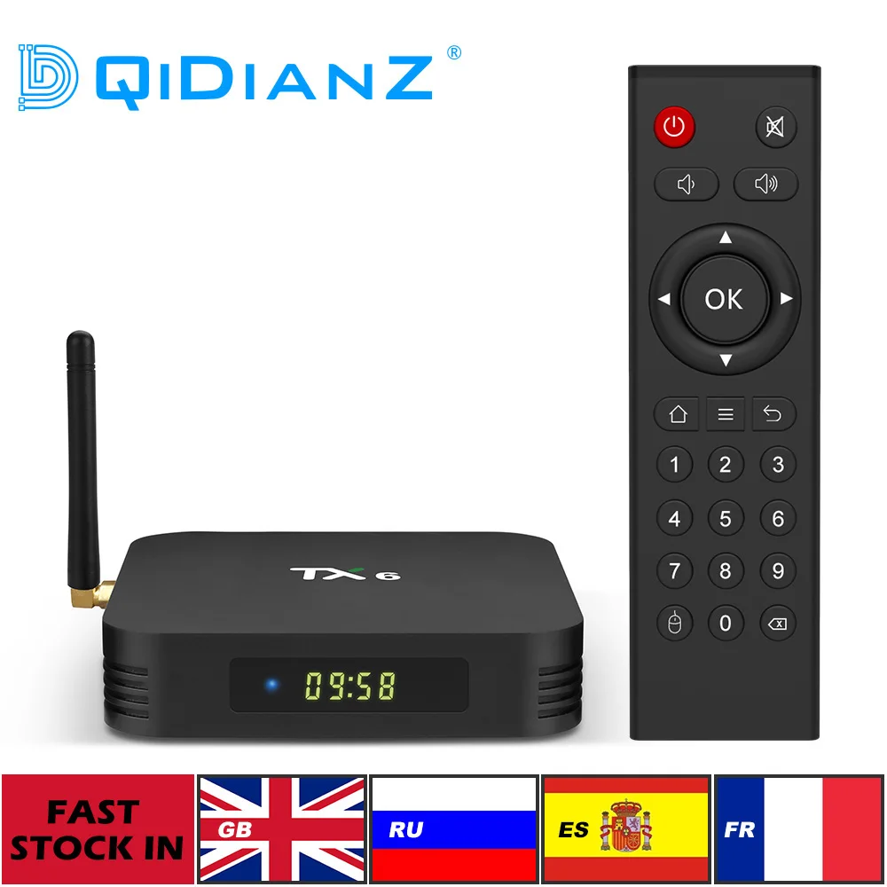DQiDianZ Tanix TX6 Smart ТВ Box Android 9 0 4 K GB/32 GB BT 1 двойной Wi Fi 2 4G/5 ГГц Youtube H.265 Декодер каналов