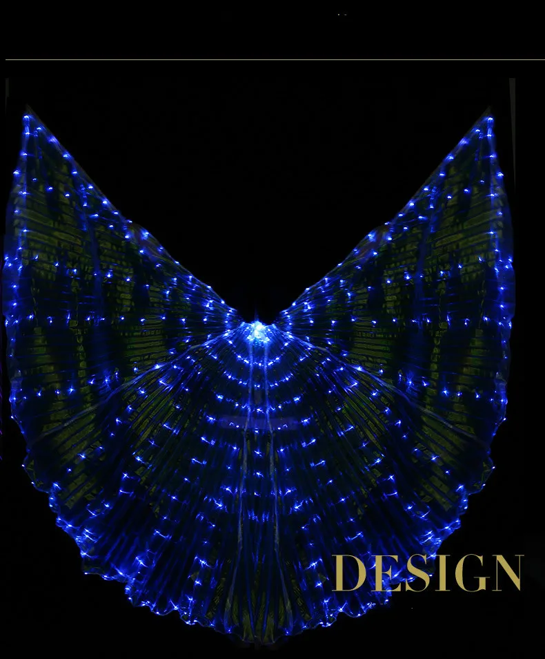 Ruoru Led Isis крылья с держателями, аксессуары для танца живота, реквизит для сцены, блестящие Светодиодные Крылья, открытые, 360 градусов, Клубные - Цвет: blue