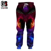 OGKB весна осень высокая талия эластичные брюки на шнурке мужские/wo мужские крутые печати космическая планета 3D спортивные штаны черные повседневные тренировочные штаны