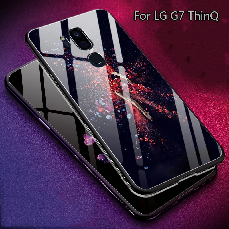 For LG G7 ThinQ Case,Purecolor Toughened Glass +TPU Anti