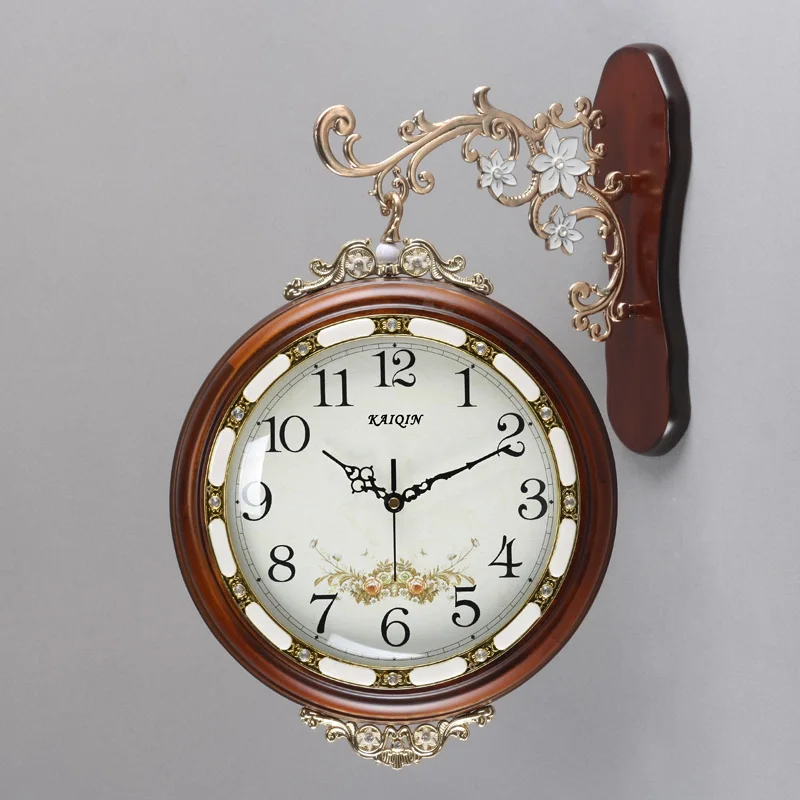 Двухсторонние настенные часы meijswxj Saat Reloj деревянные duvar saati немой гостиной Horloge