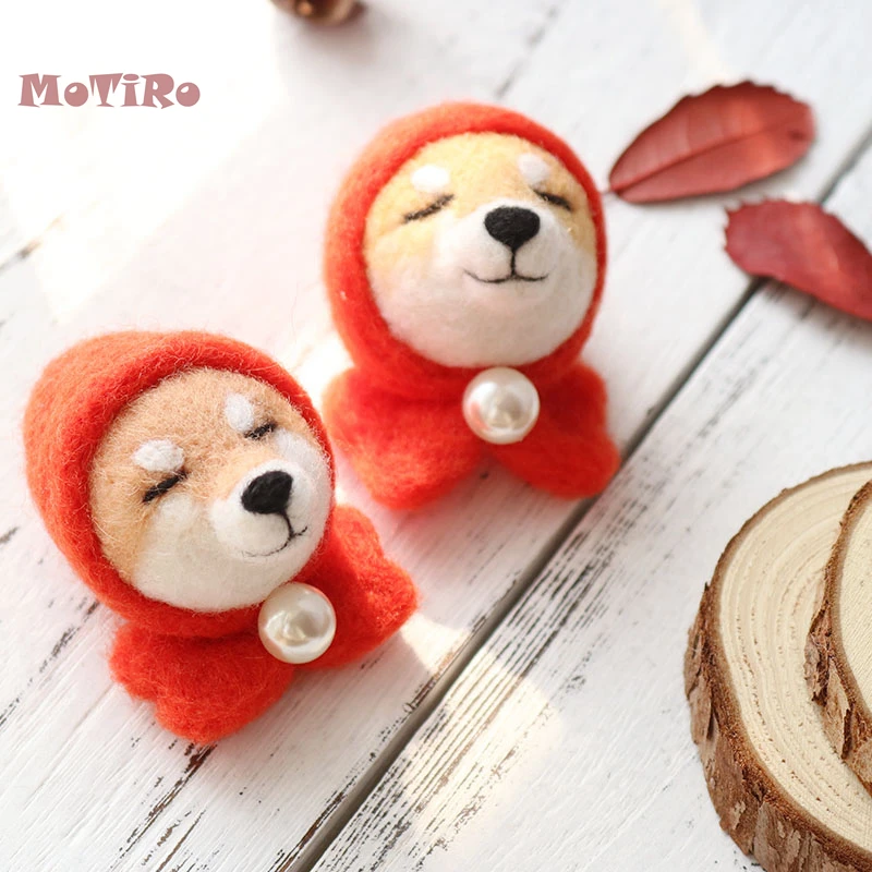 

MoTiRo,Non-Finished Felt Material DIY Package,Cartoon Shiba Inu Pattern Wool Felting Pocked Products For Beginners with Tools
