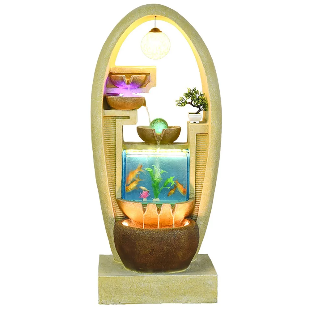 Европейский настенный фонтан, украшение для дома и отеля, офисный креативный аквариум, украшение из ротанга, светодиодная люстра, аквариум