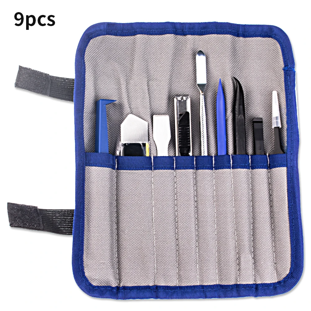 

9 in 1 9pcs Pry Open Tool Kit Set Bag Plastic Metal SpudgerTweezer Utility Knife for Phone Laptop Tablet PC Repair Disassemble