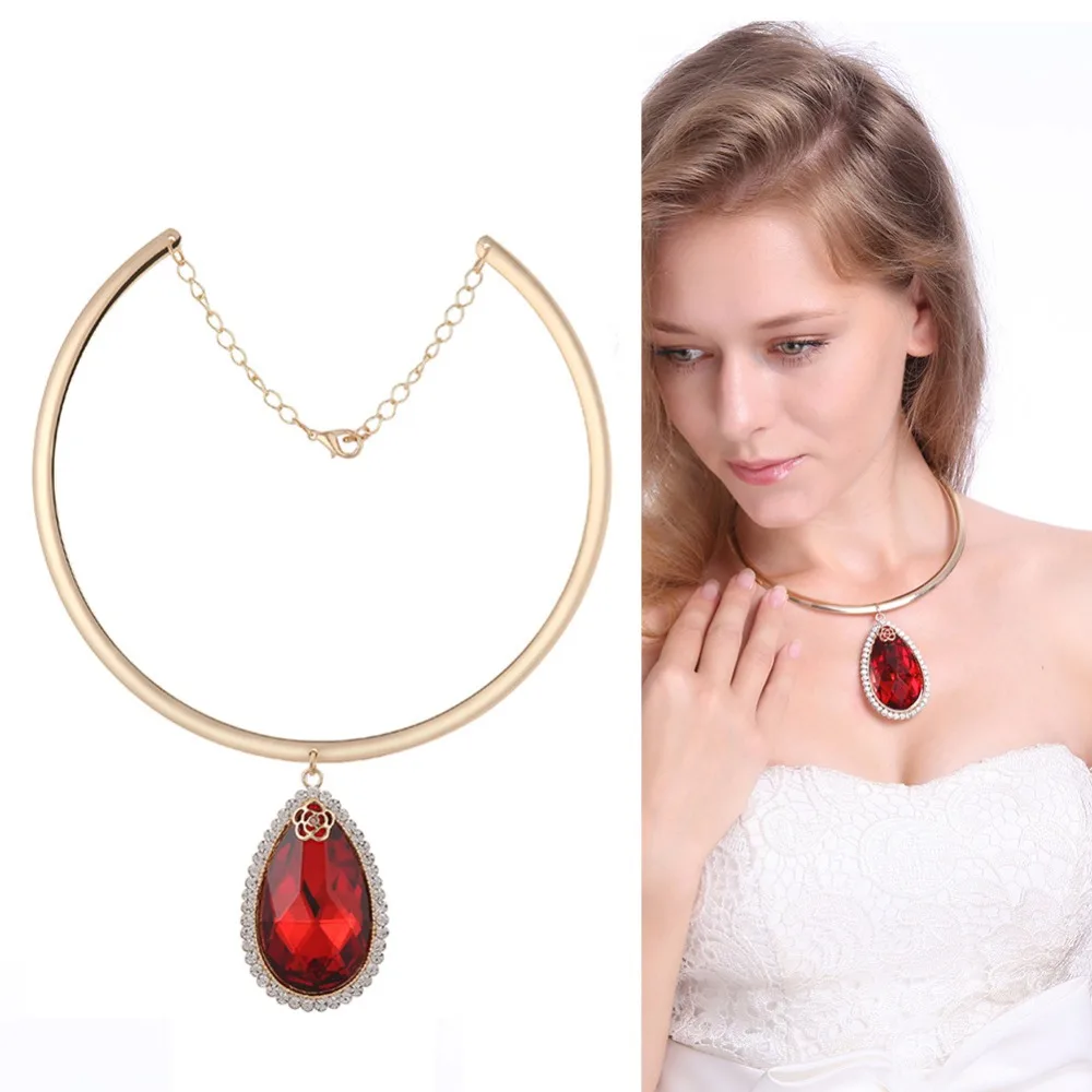 Hot sell Red pendant crystal necklace high grade alloy necklacecrystal