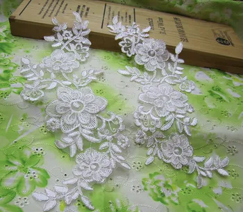 

12pcs/lot (6pair)cord lace fabric flower bride lace applique wedding accessories for clothing