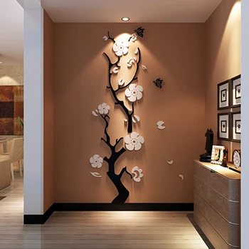 Plum flower 3d Acrylic mirror wall stickers Room bedroom DIY Art wall decor living room entrance background wall decoration entrance decoration inflatable flower archway