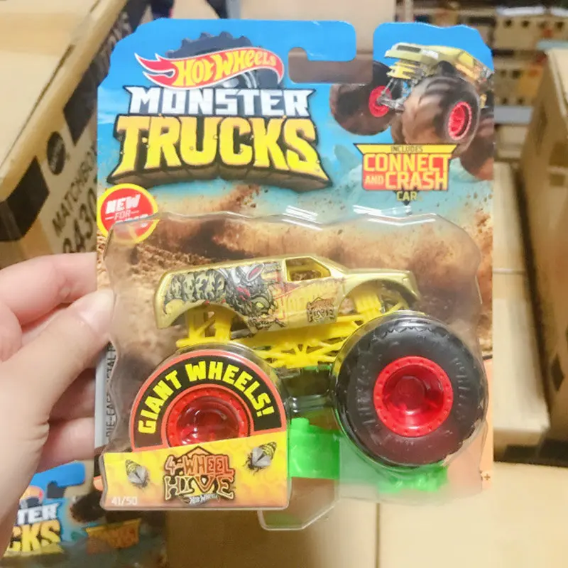 Hot Wheels автомобиль MONSTER TRUCKS большая нога подключения и крушение автомобиля коллектор издание металл литья под давлением модели автомобилей детские игрушки подарок - Цвет: 41-FYJ44