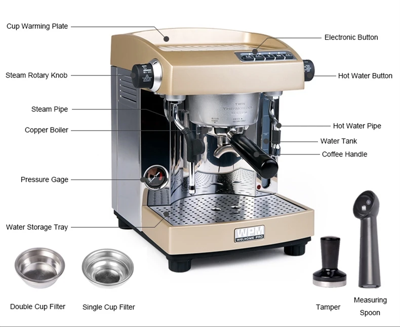 Профессиональная Эспрессо-кафе-машина с двойным насосом, эспрессо-кофемашина, Кофеварка, 2400 Вт/220 В, для использования или в маленькой кофейне