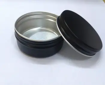 

50pcs 80g Refillable aluminum metal tin cans empty round black bottle with lids,cosmetic cream container box aluminum jar