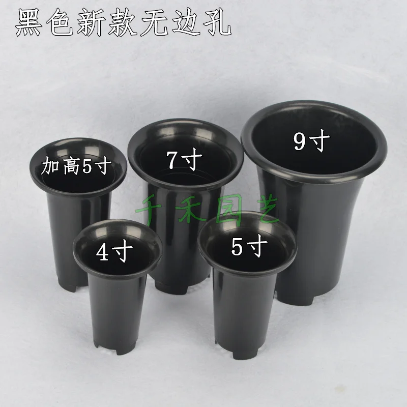 Plastic resin garden planting breathable black orchid pots 4 inch, 5 inch, 7-inch, 9-inch 5 / pack