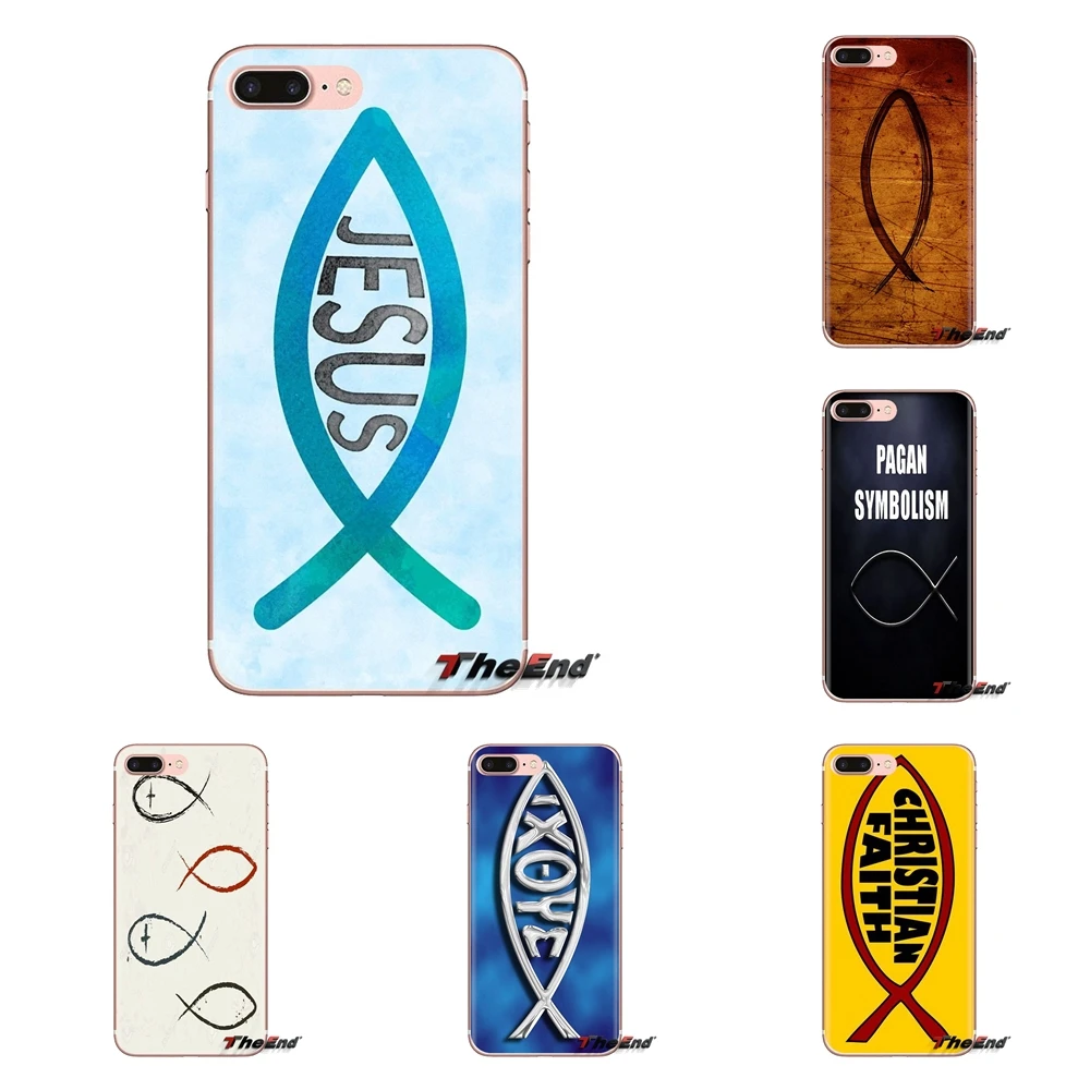 Для Xiaomi Mi3 Samsung A10 A30 A40 A50 A60 A70 Galaxy S2 Note 2 Grand Core Prime чехол из ТПУ Christian of cross fish symbol Art |