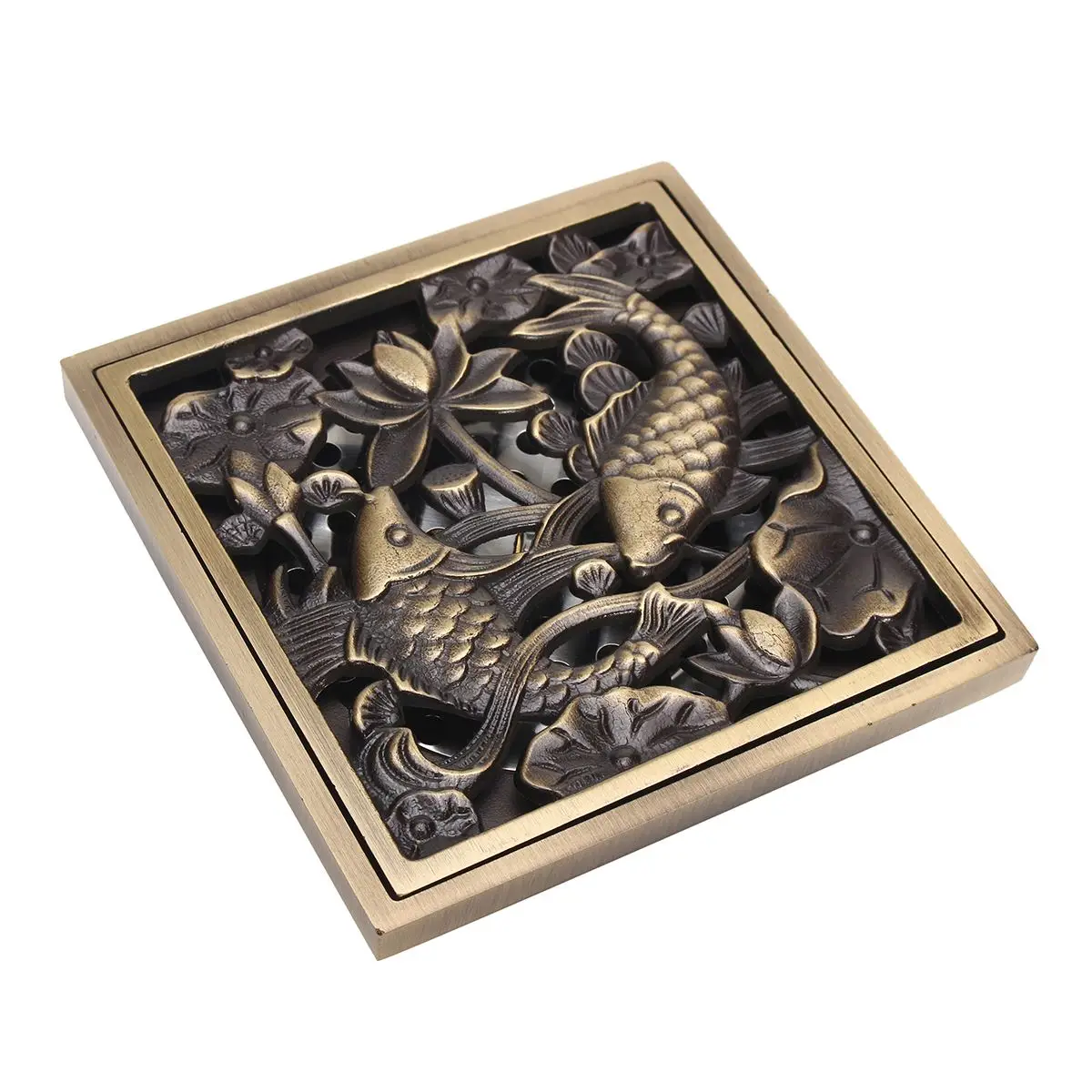 Quadrado Chuveiro de Bronze antigo Banheiro Dreno de Assoalho Filtro de Águas residuais Inserção Telha 10X10X4.5 cm Banheiro Pia acessórios
