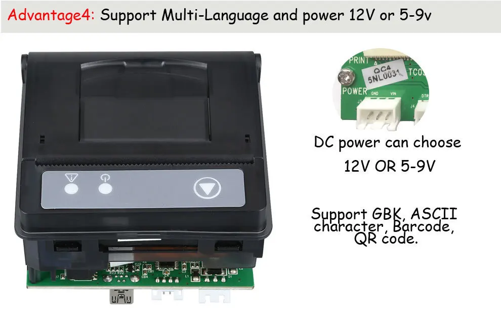 58 мм RS232 и usb 12 В dc панельный принтер встроенный в Автомобильная поддержка многоязычный