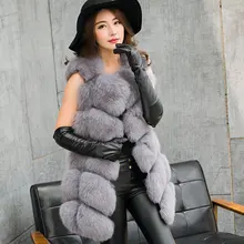 Зимняя Толстая теплая куртка из искусственного меха, пальто, топы, однотонная женская верхняя одежда без рукавов с круглым вырезом, женские элегантные парки средней длины