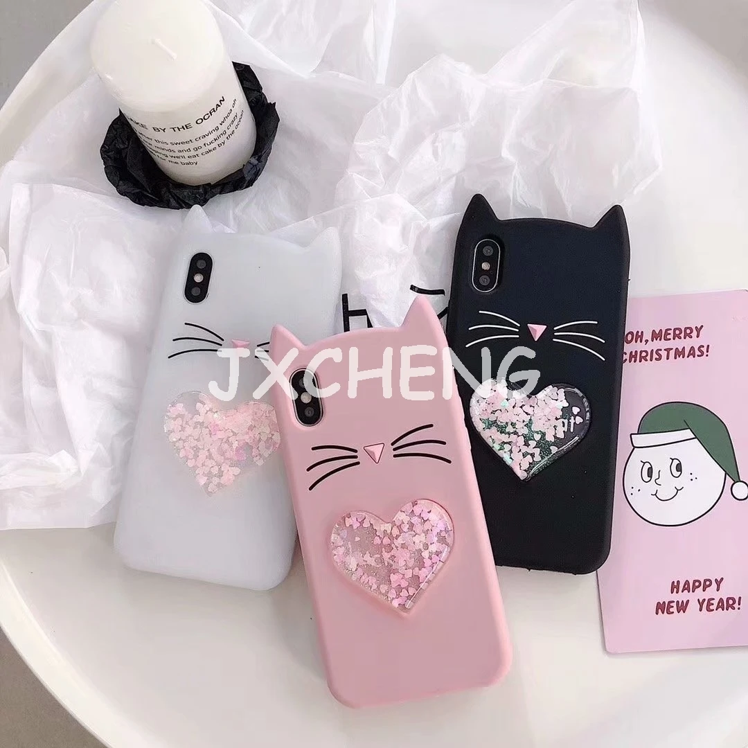 

Water Liquid Soft Silicone Case for Motorola MOTO E4 Plus//E5/G6 Play/G6 Glitter Star Black Cat Ears Beard Cover Phone Case