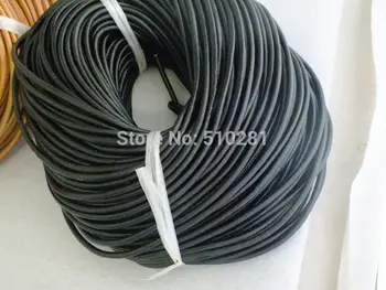 

High quality leather rope 3mm 100 Meters black color round genuine leather cord