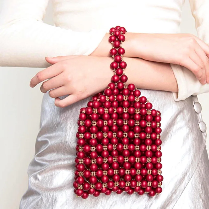 

2019 spring new Heavy work with the same niche design julia & julie pearl beaded handmade bag