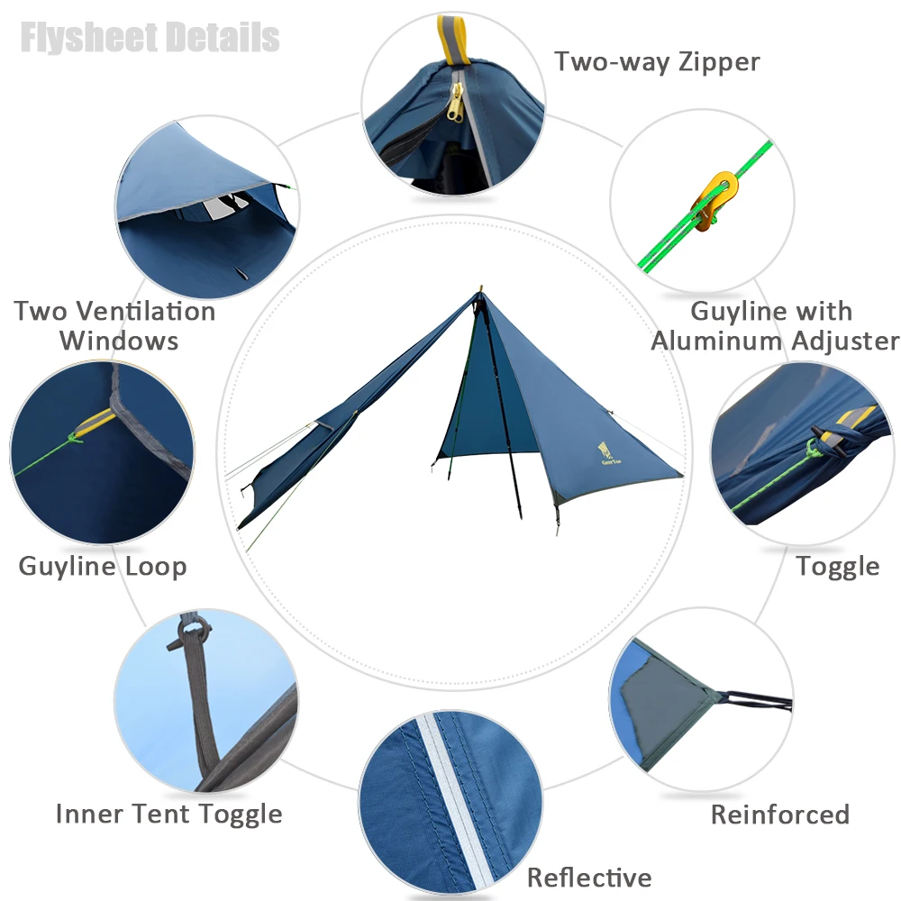 GeerTop Ultralight One Person Three Season Backpacking Tent Outdoor Camping Hiking Tourist Equipmen