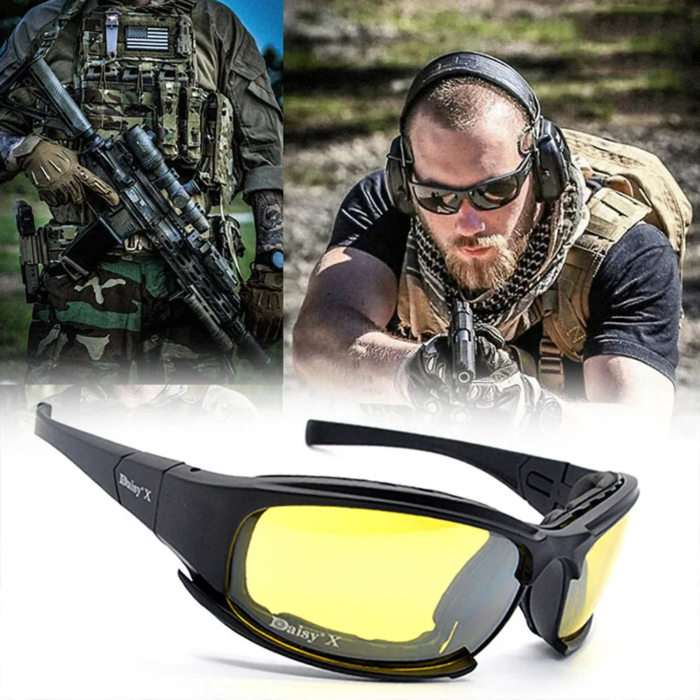 

Daisy C5 Polarized Army Goggles Military Sunglasses 4 Lens Kit Men's Desert Storm War Game Tactical Glasses Sporting #30