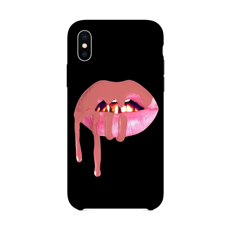 Чехол для телефона из ТПУ Kylie Jenner с губами и помадой макияжа сексуальный черный